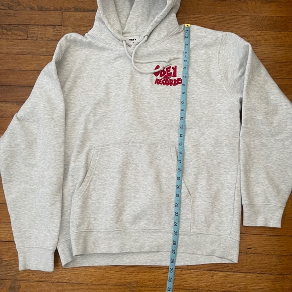 Obey Records Hoodie Heather Grey L - Picture 6 of 8